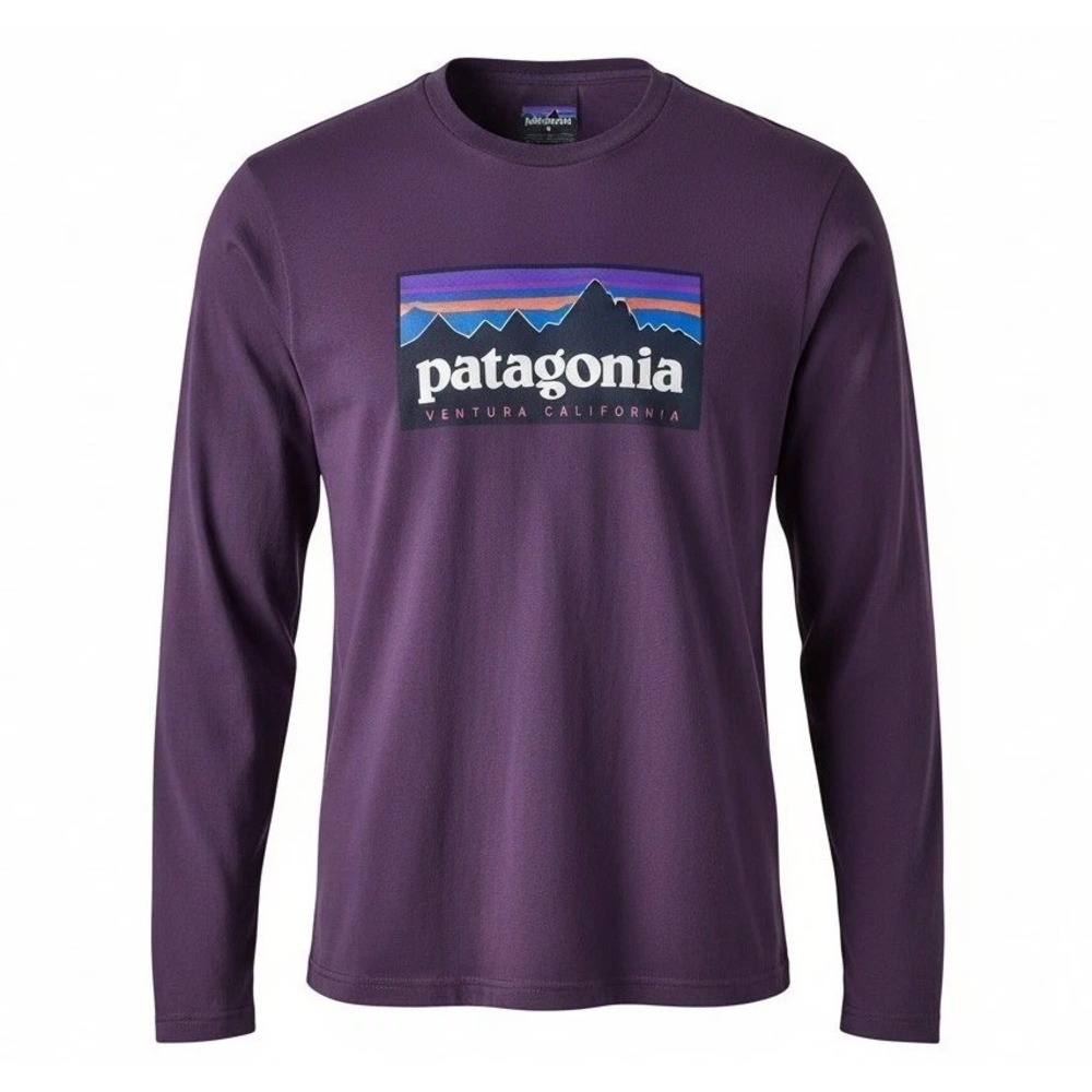 Patagonia P-6 Ventura CA Mens L Purple Responsibili-Tee Regular Fit Long Sleeve